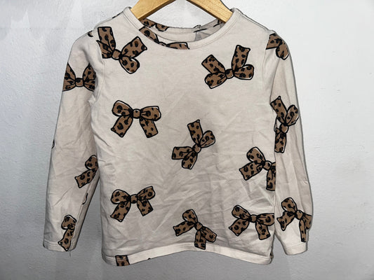 Leopard bows longsleeve 2-4y