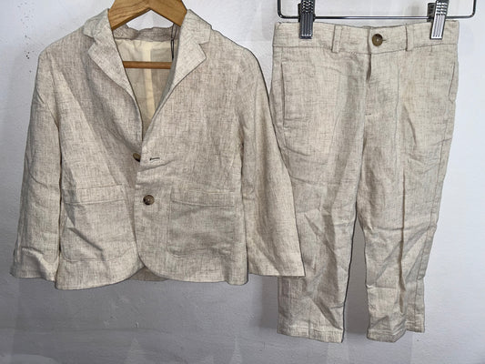 Beige linen suit set 3y
