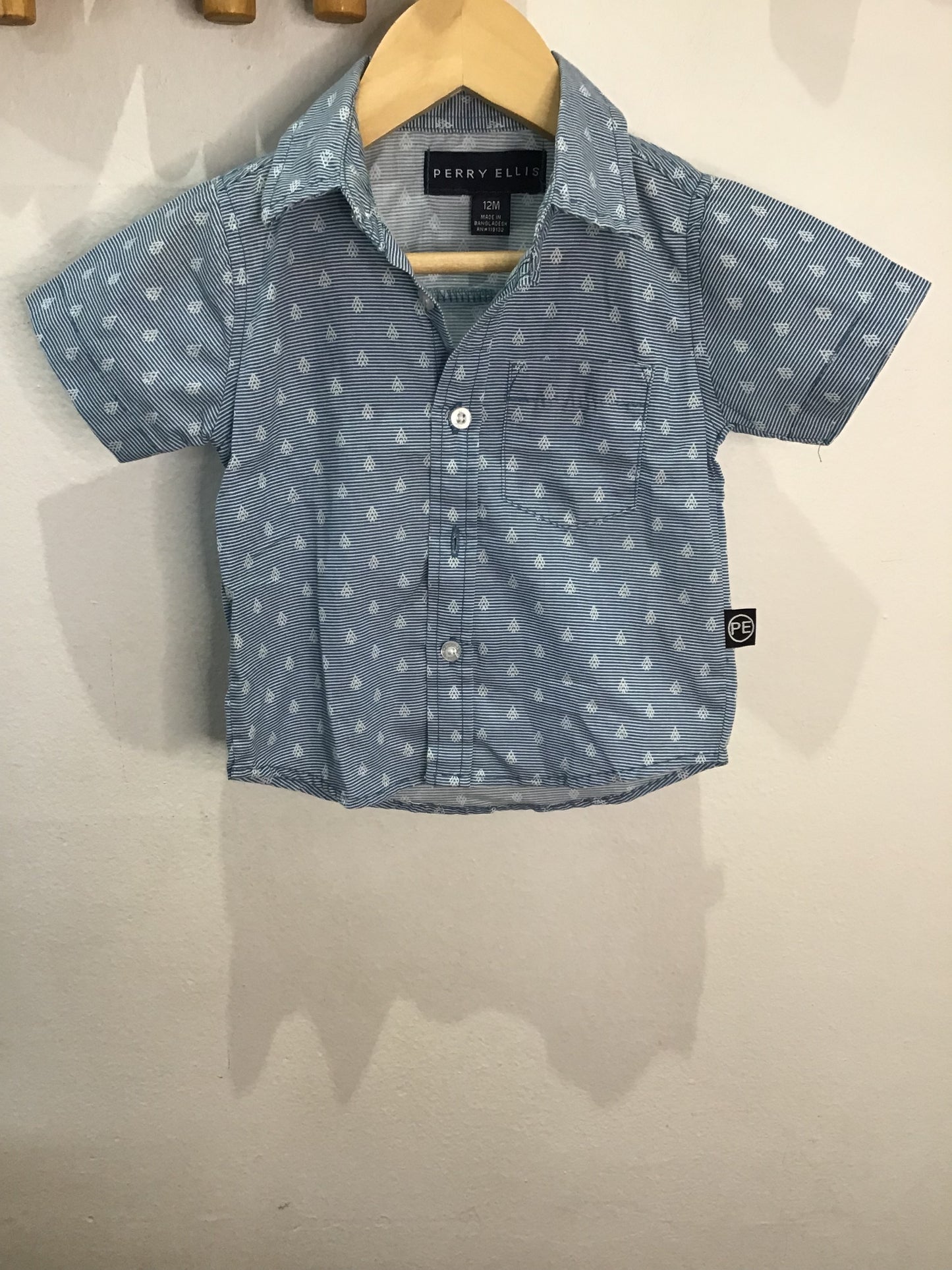 Blue print shirt 12m