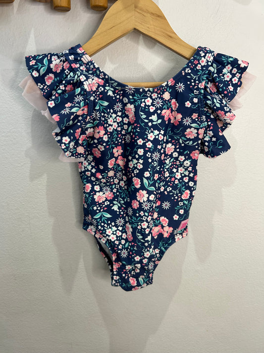 Floral blue swimsuit 12-18m