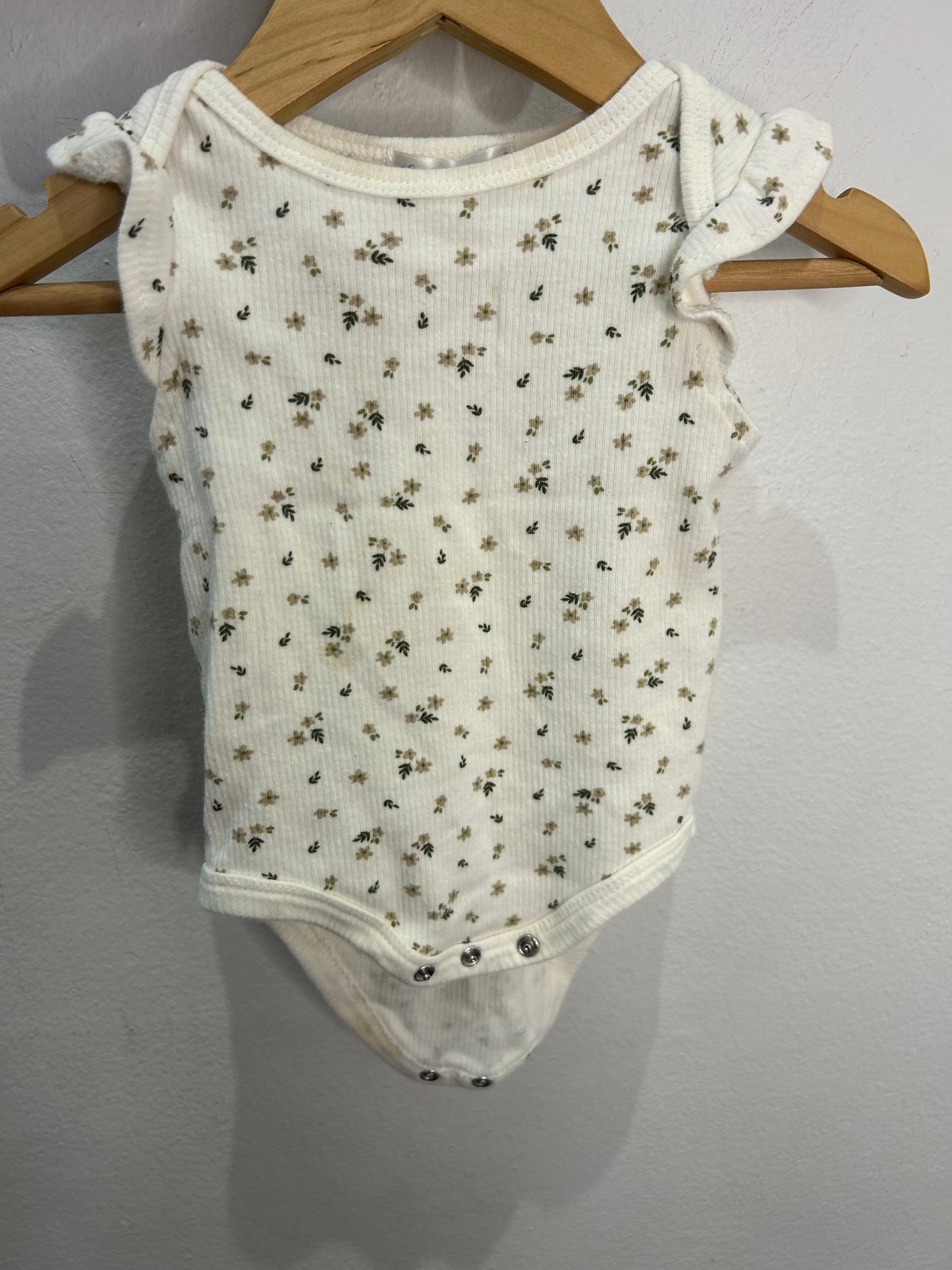 Brown flowers ribbed set 3-6m