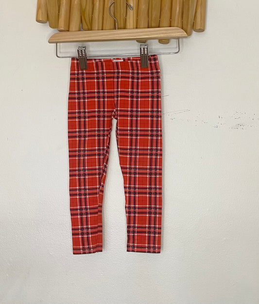 Red checkered leggings 2y