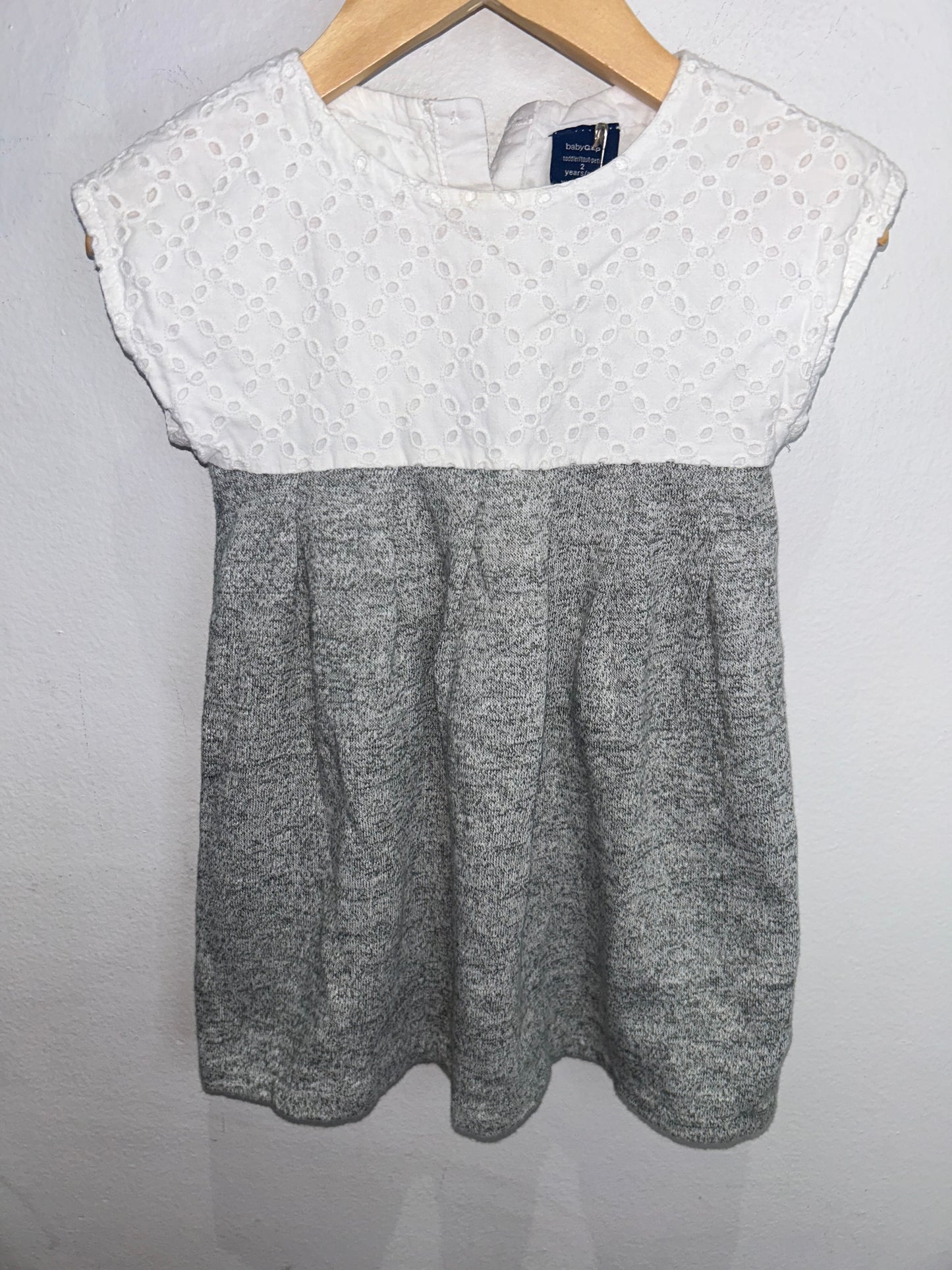 Eyelet grey knit dress 2y
