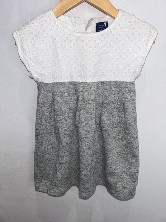 Eyelet grey knit dress 2y