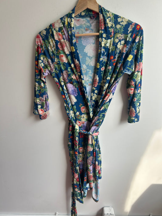 Blue floral bamboo robe S/M