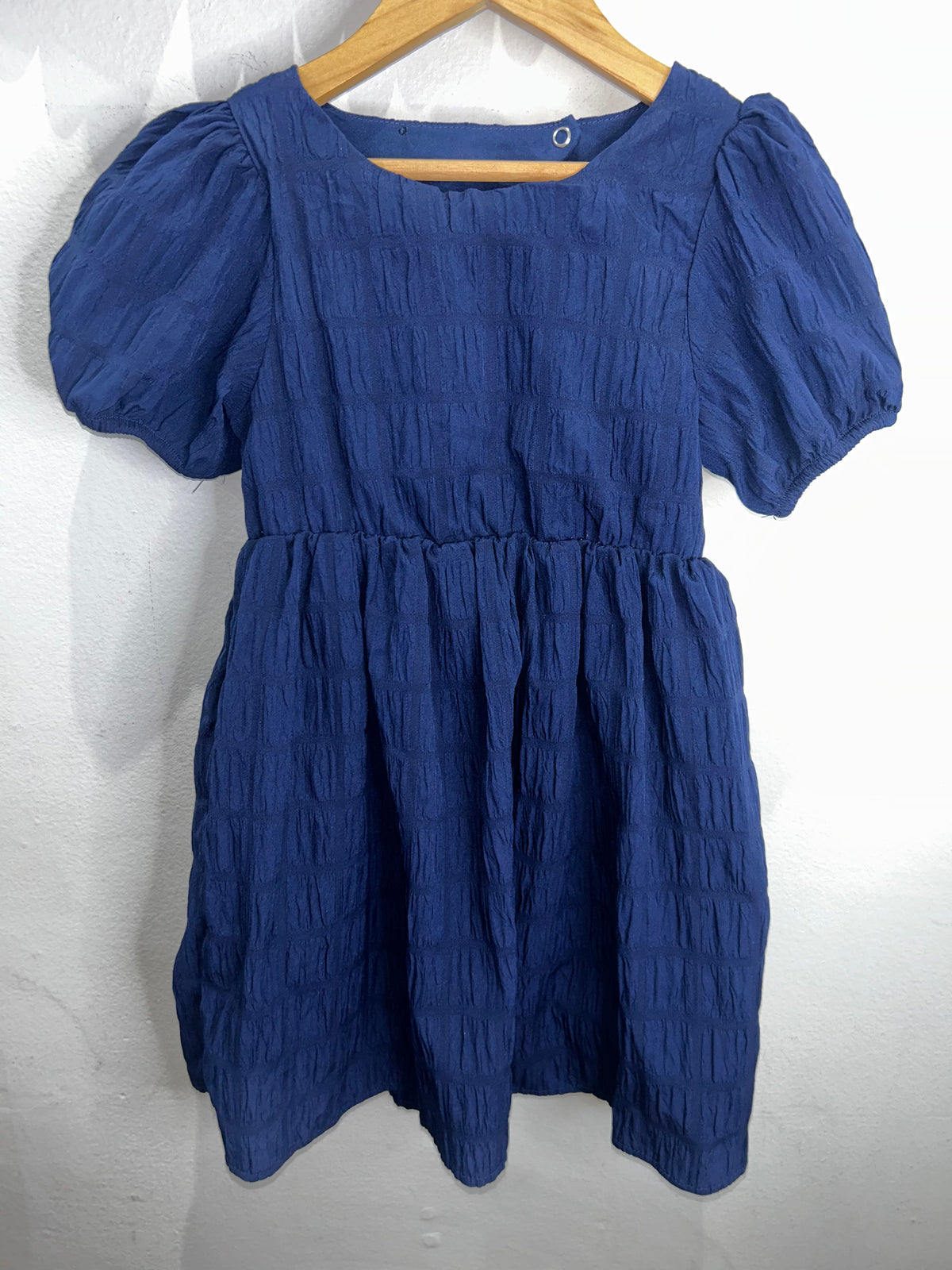 Navy textured fancy dress 4-5y