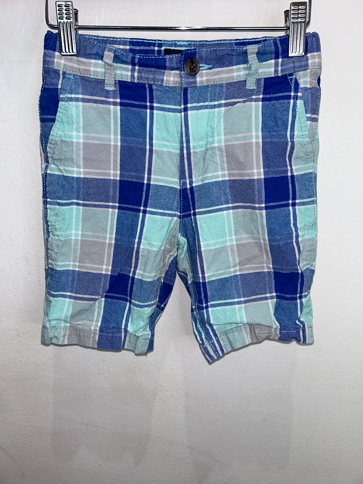 Checkered blue and green shorts 6y