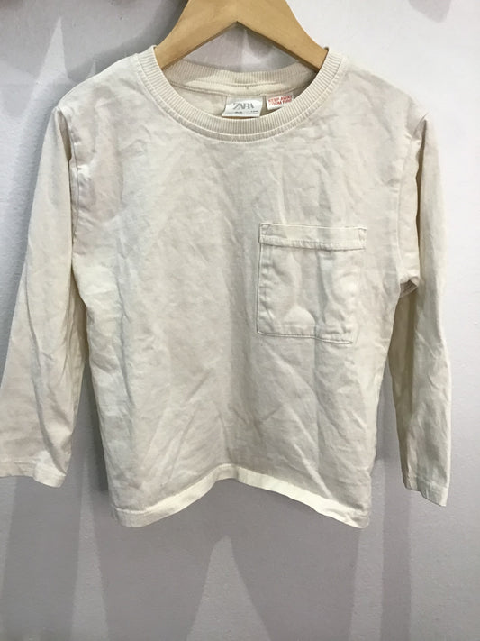Longsleeve cream big pocket 3-4y