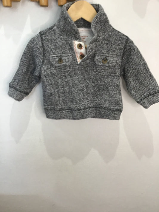Grey quarter pullover 6-12m