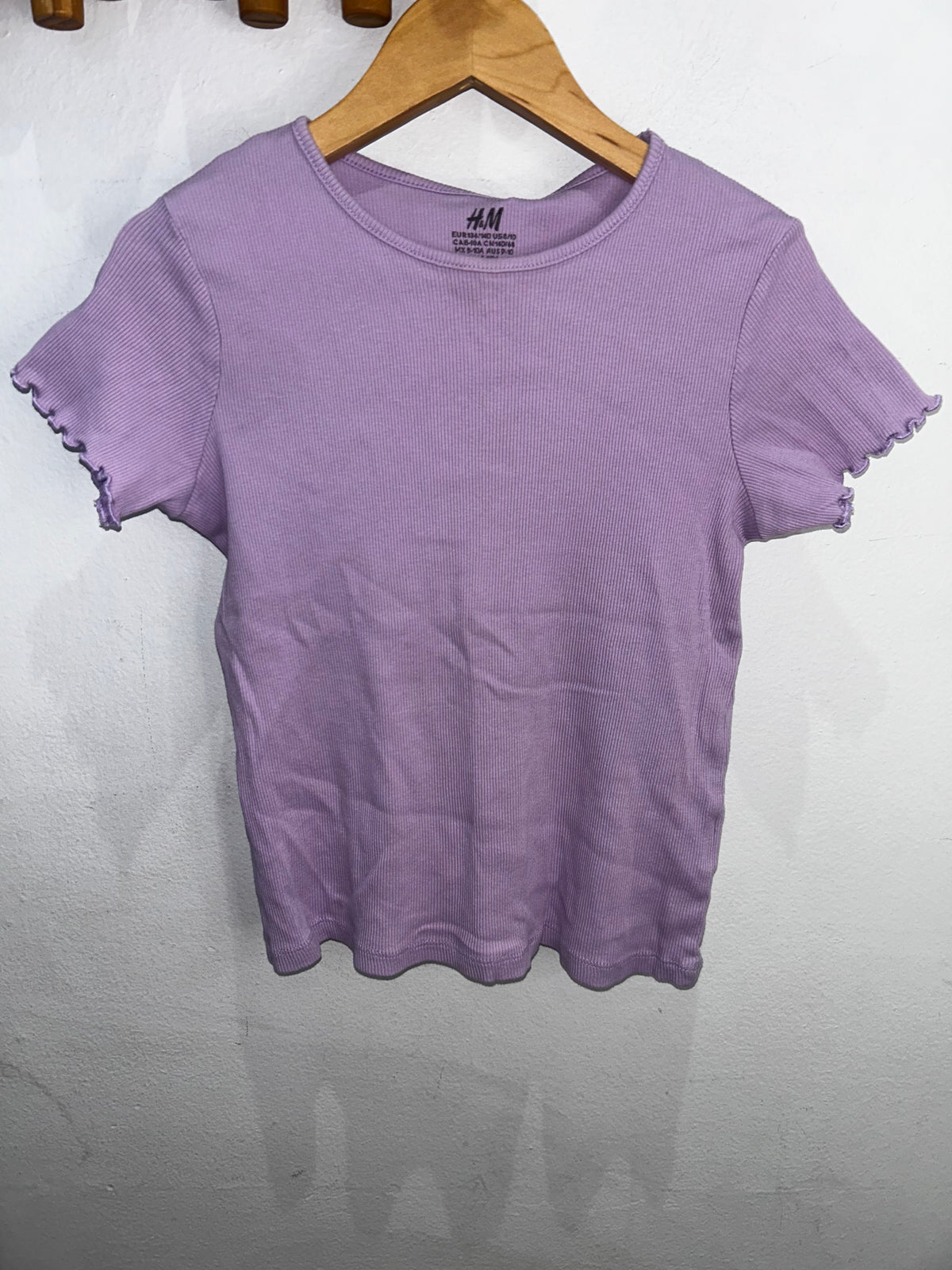 Purple ribbed tee 8-10y