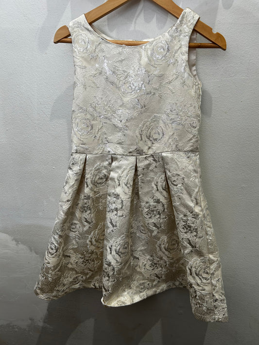 Cream silver sparkly dress 6-7y
