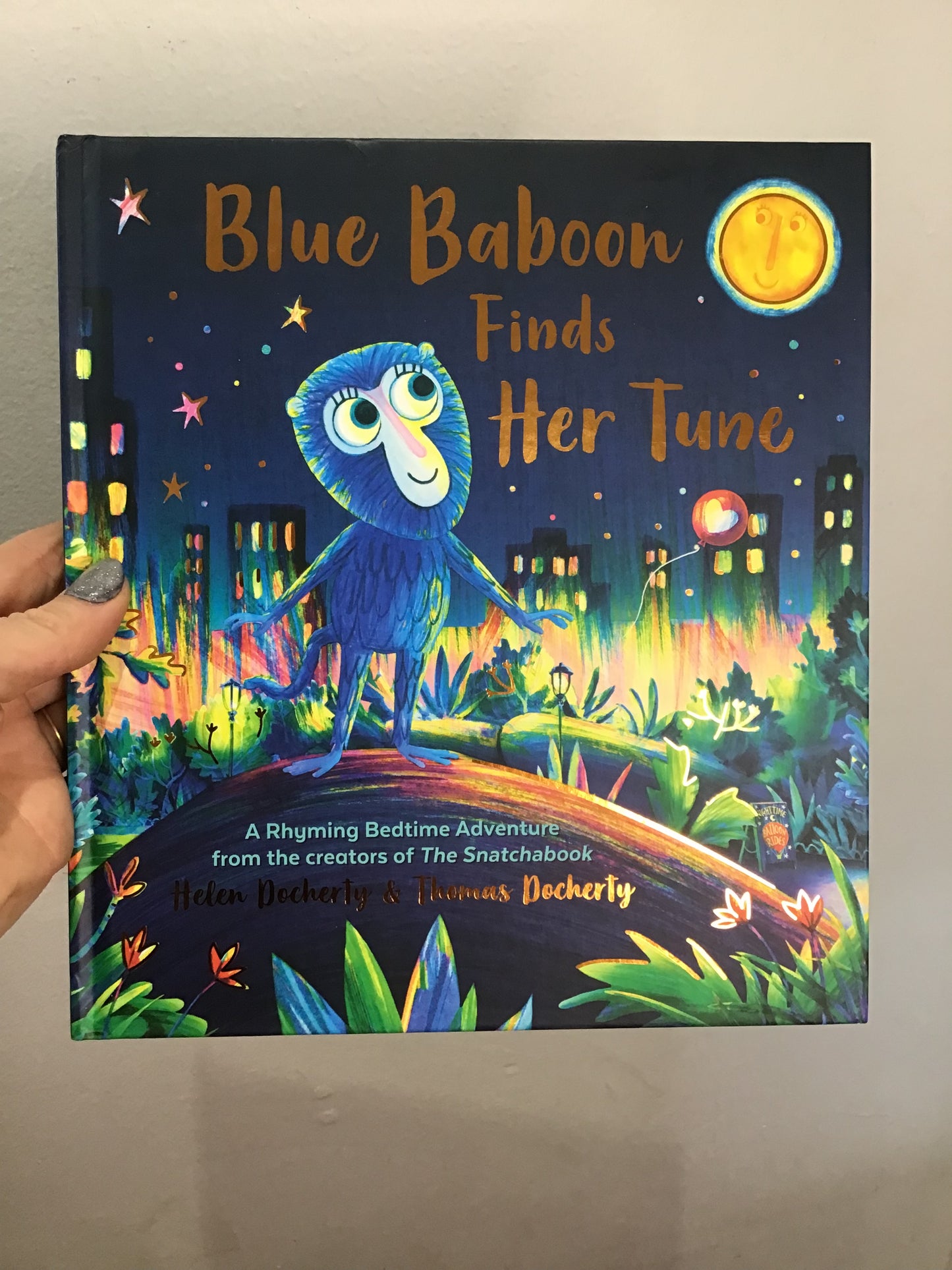 Blue baboon finds her tune