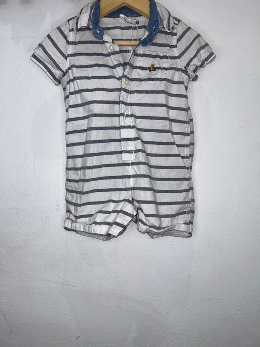 Striped Button Up Romper 6-12m