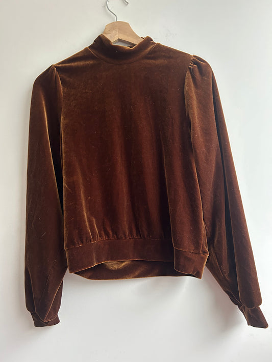 Brown velour pullover S