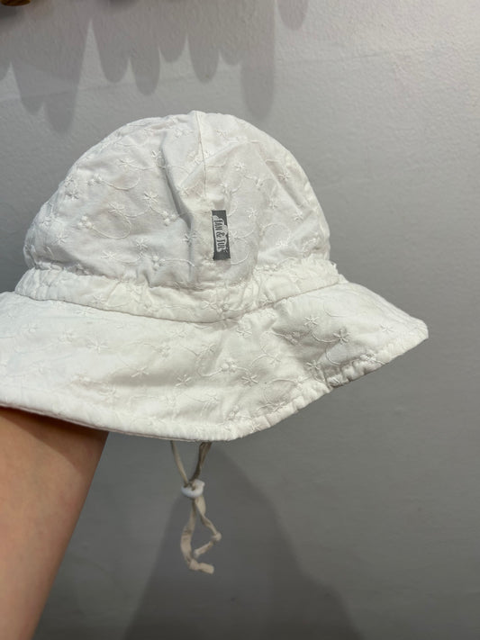 Jan & Jul white embroider sun hat 2-5y