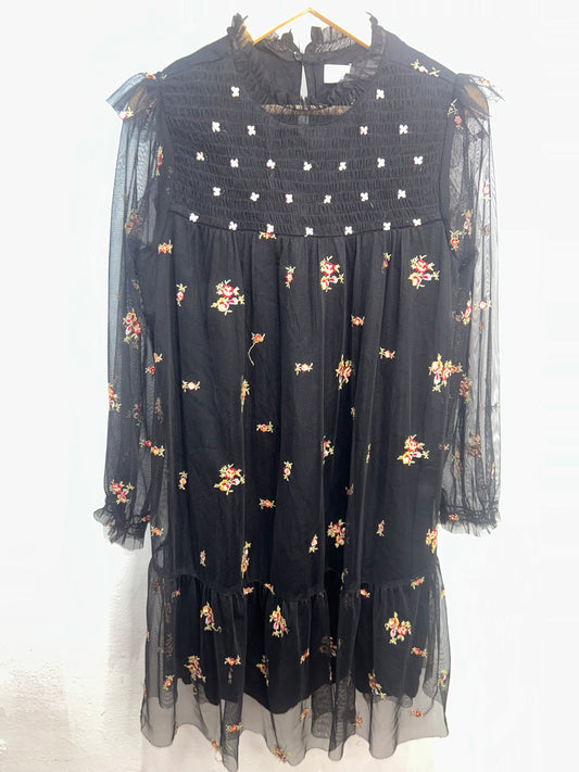 Black tulle floral dress 9y