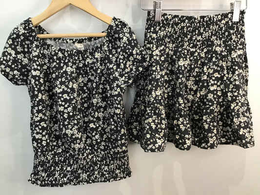 Black floral shorts set 7y