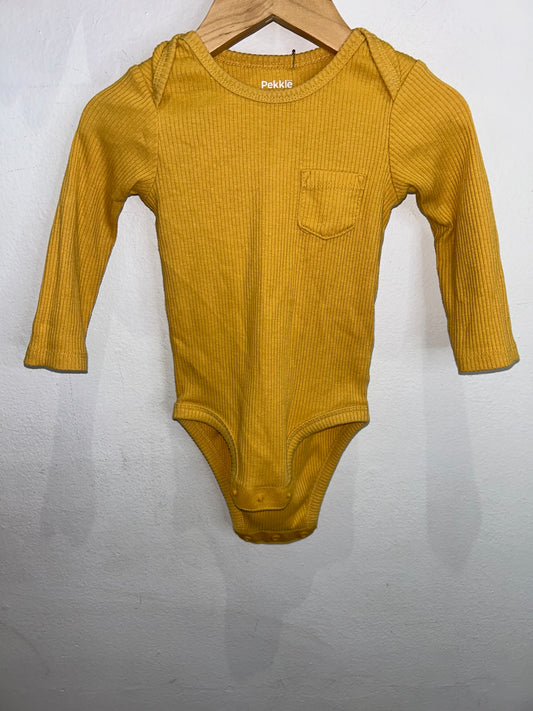 Yellow ribbed onesie 9m