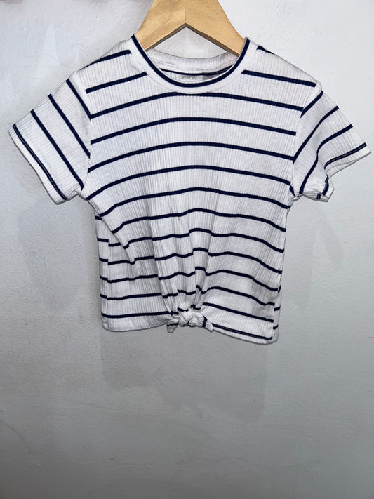 Blue striped tie tee 4-5y