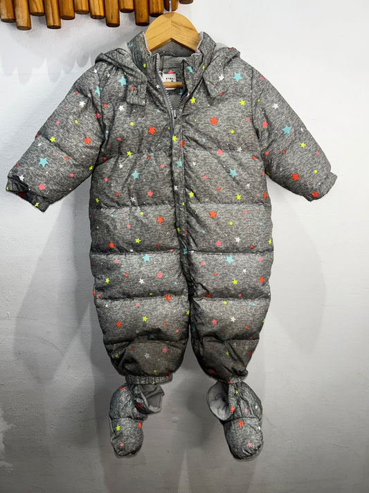 Grey stars snowsuit 6-12m