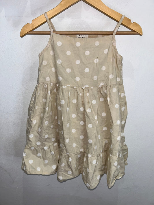 Beige polka dots dress 2-3y