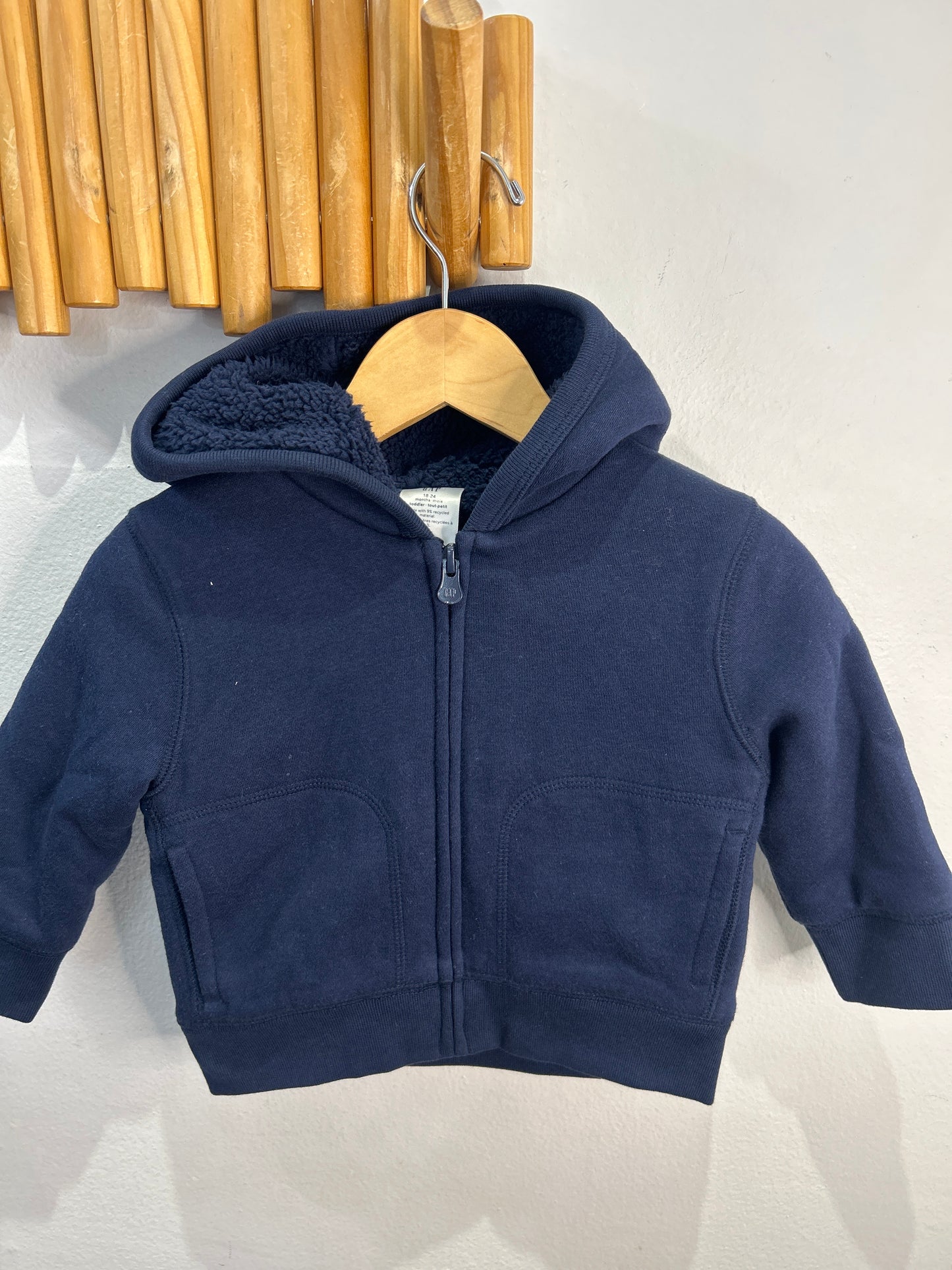 Navy furry lined sweatshirt 18-24m