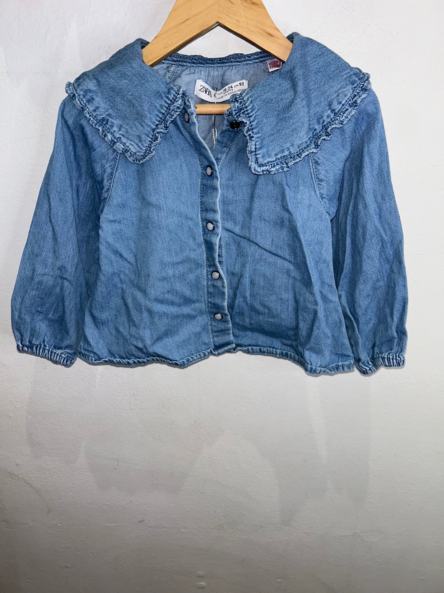 Frilly collared denim shirt 18-24m
