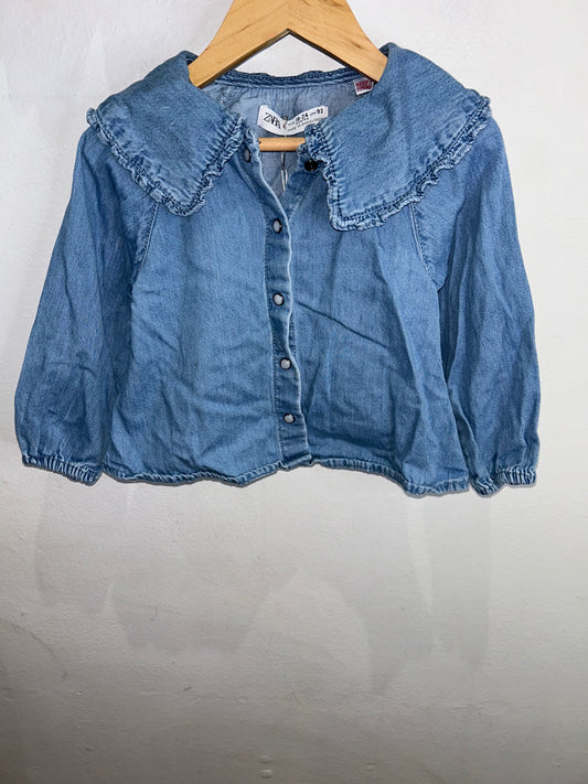 Frilly collared denim shirt 18-24m
