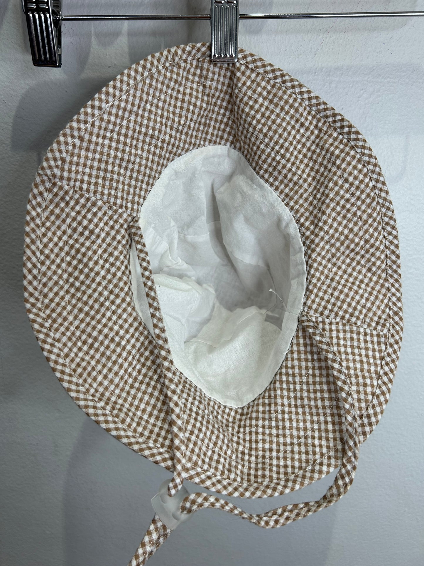Brown checkered summer hat 6-12m
