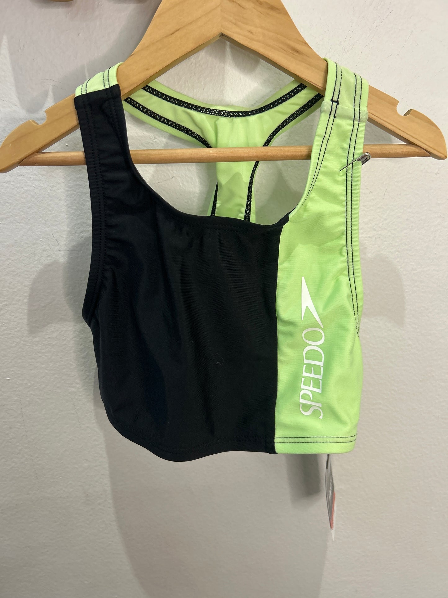 Speedo green two piece swimsuit 10y