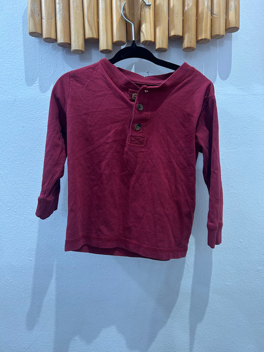 Tee maroon henley longsleeve 2y