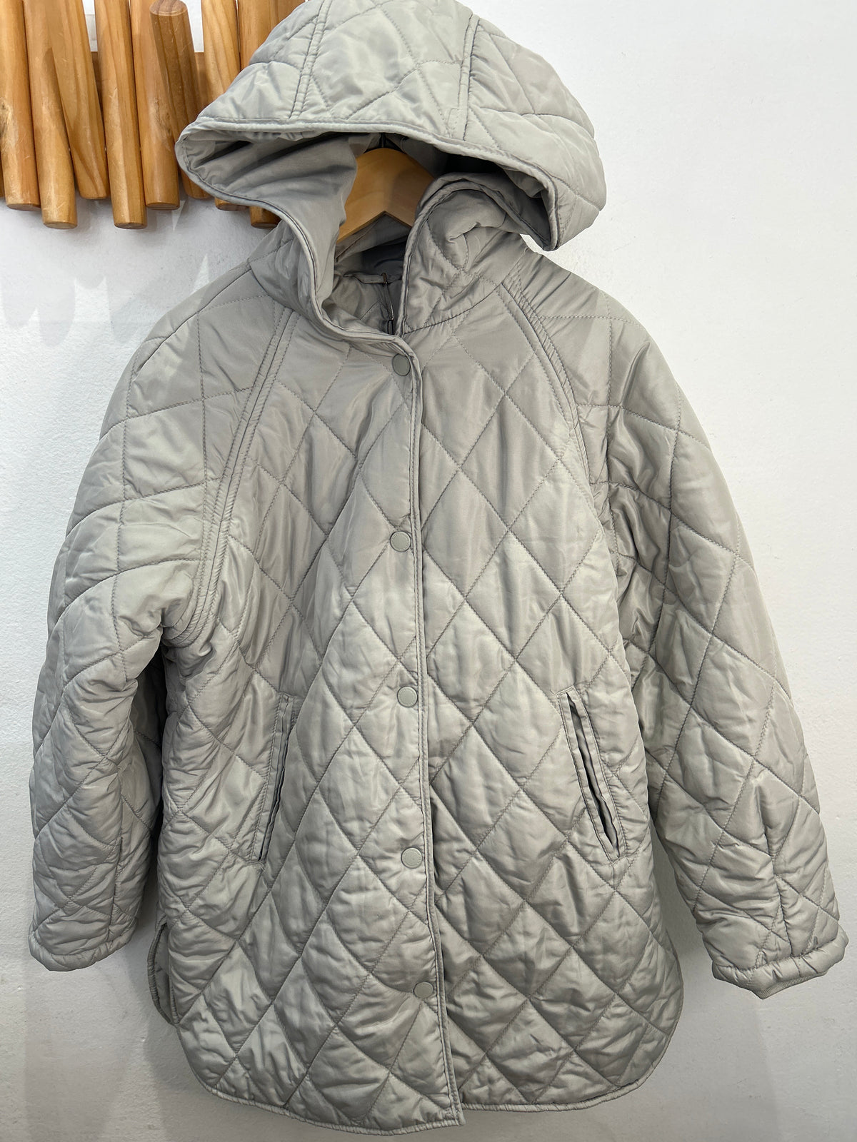 Grey quilted long jacket 10y