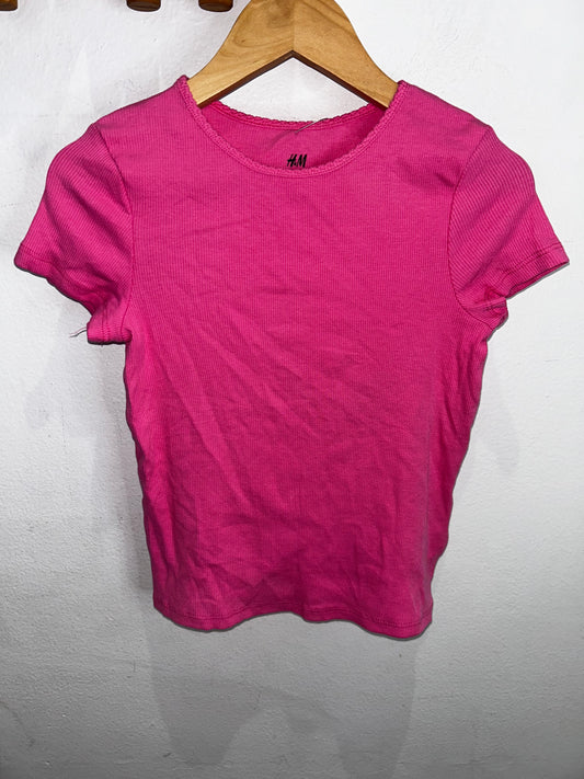 Pink ribbed tee 4-6y