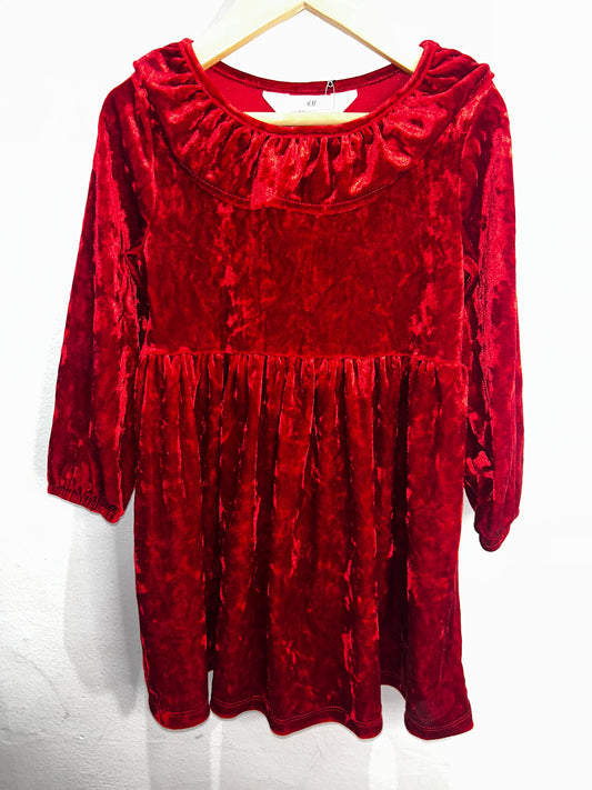 Classic red velvet dress 2-4y