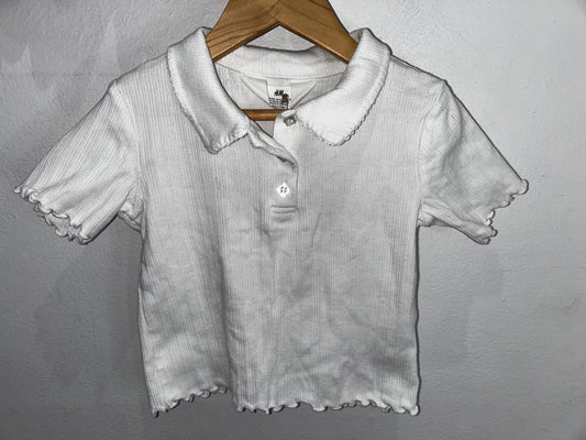 White pointelle shirt 2-4y