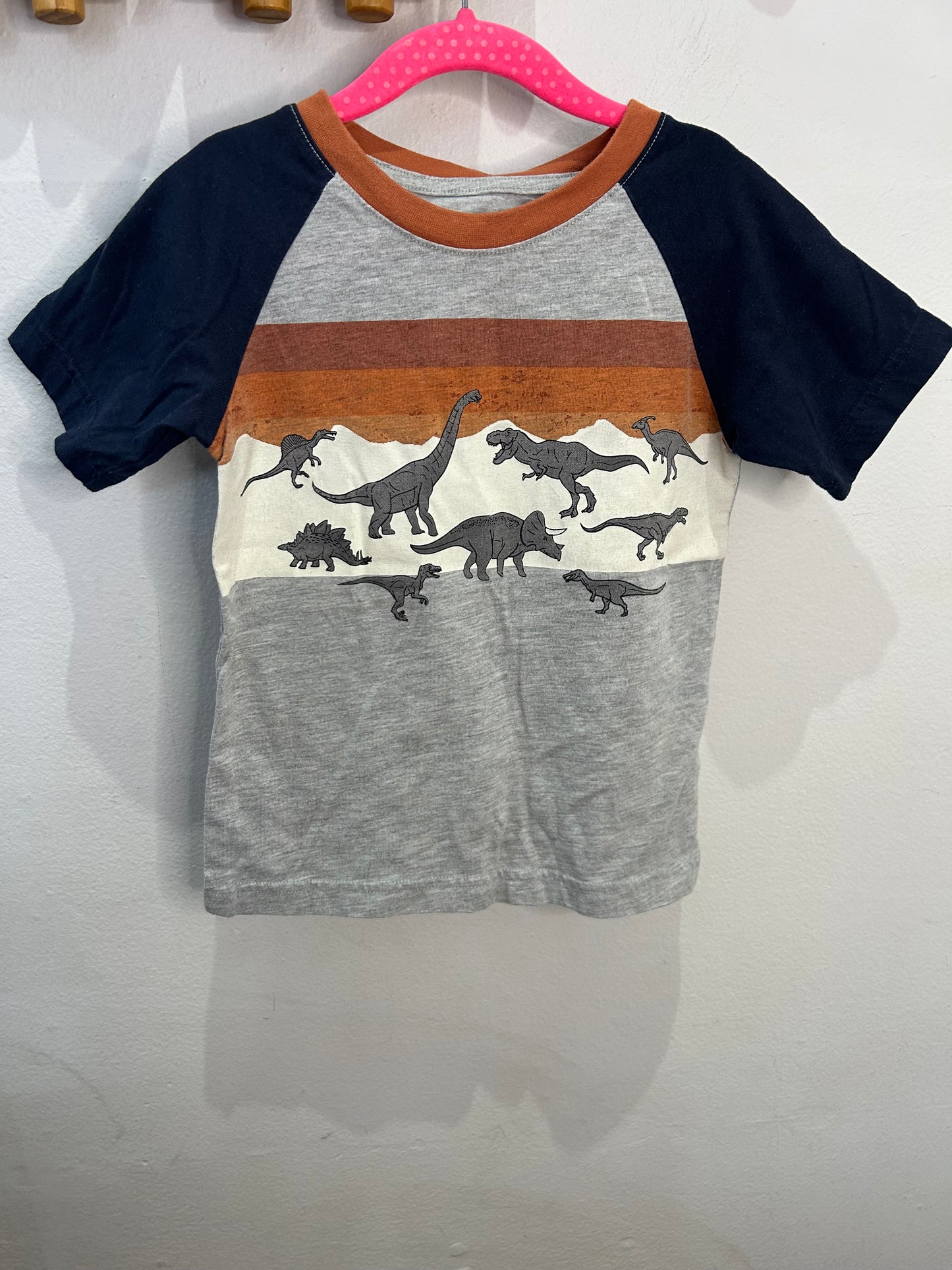 Dinos orange and grey tee 5y