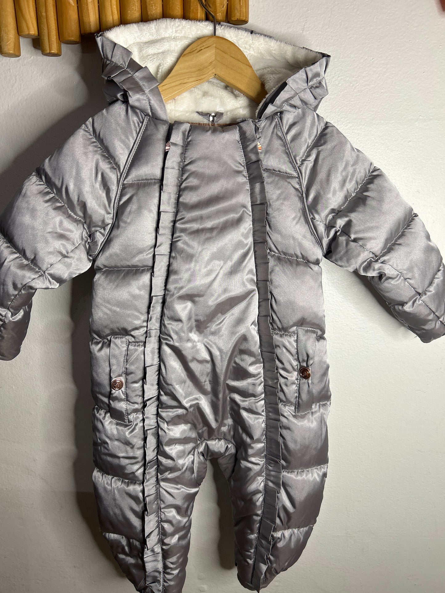 Silver snowsuit 12-18m