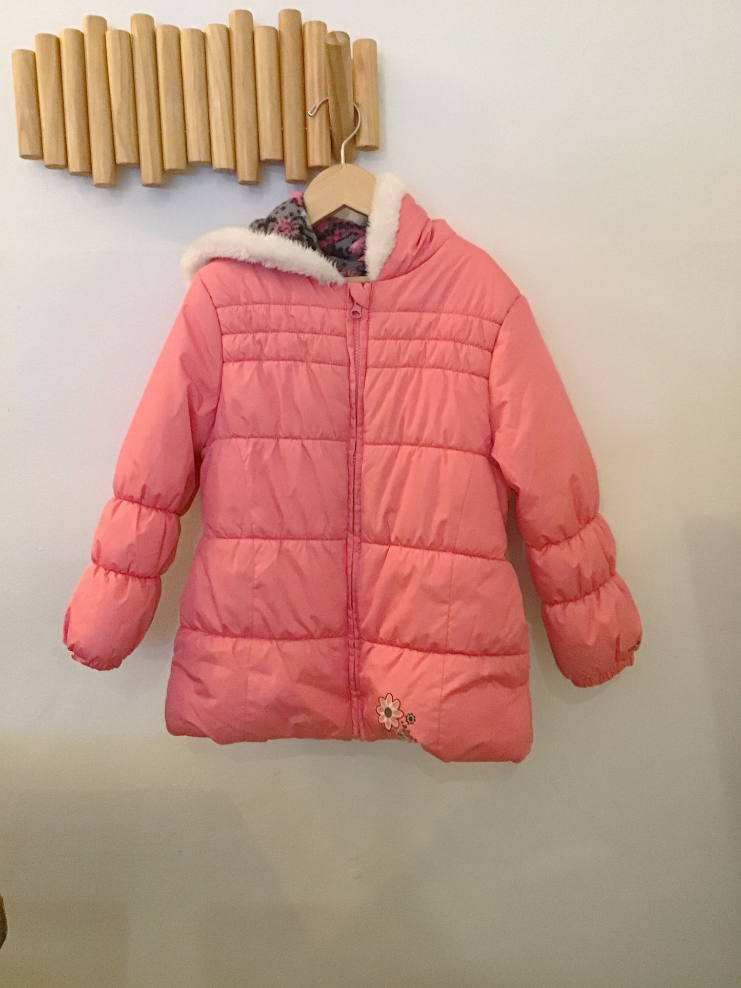 Peach puffer jacket 6y