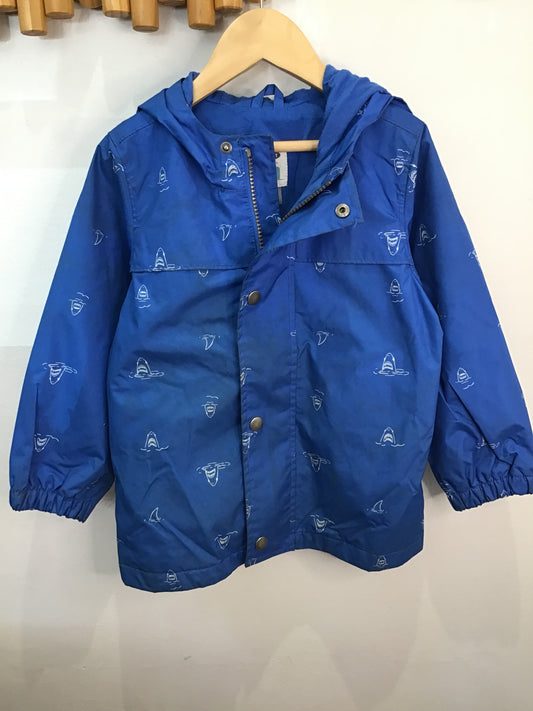 Blue shark rain jacket 4y