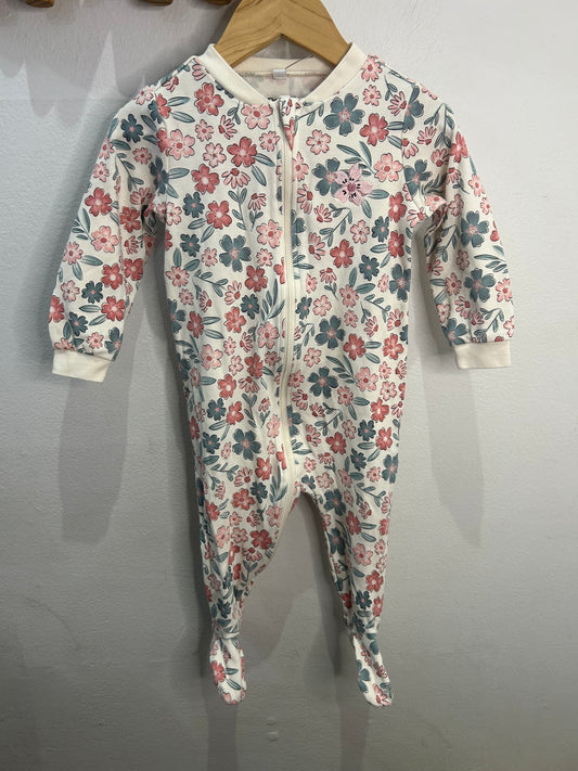 Sage and pink flowers sleeper 12-18m
