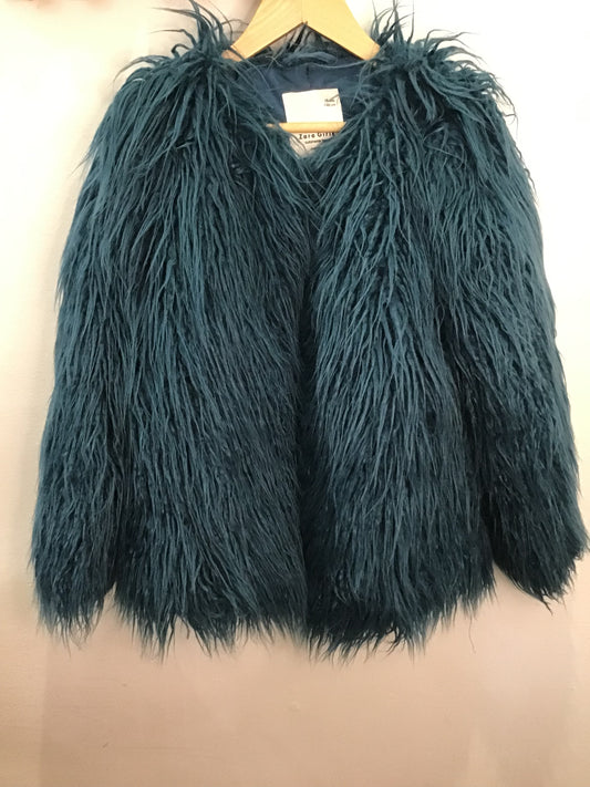 Furry teal coat 10y