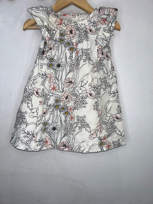 Black and white flowers dress 18-24m