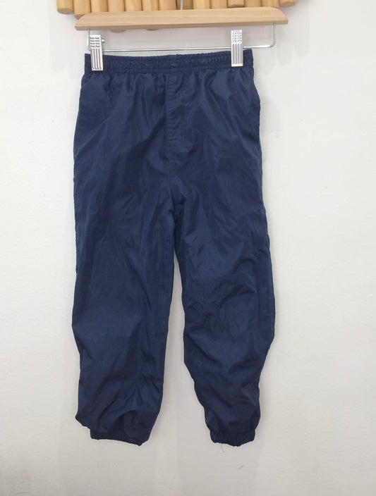 Navy cotton lined rain pants 4y