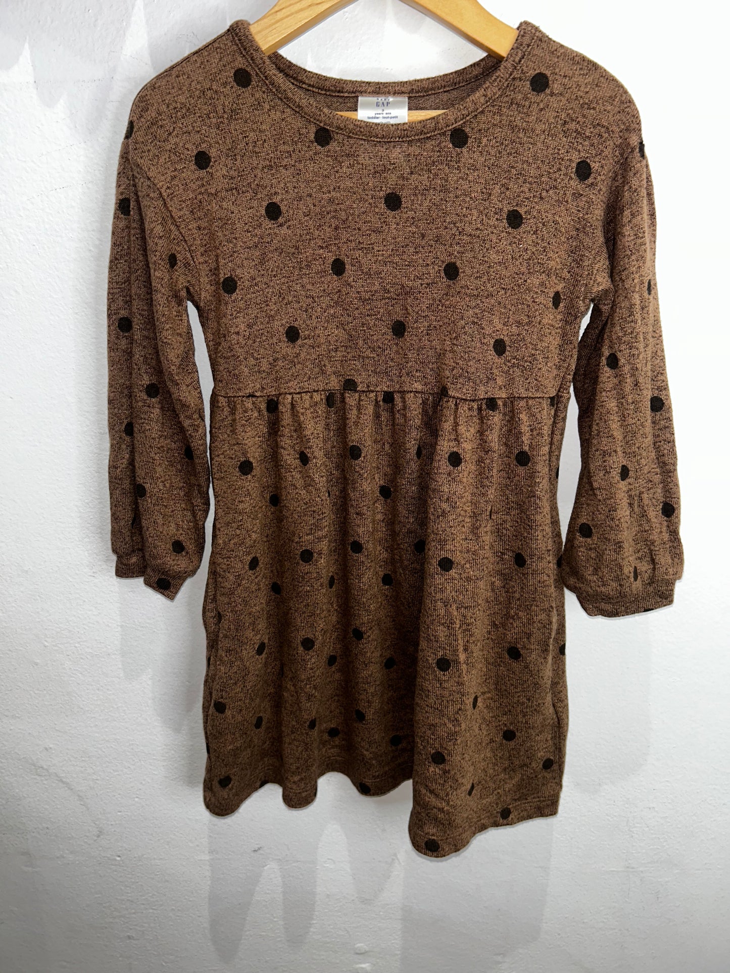 Brown dots knit dress 3y