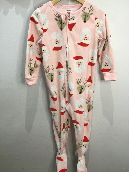 Fleece pink santa sleeper 24m