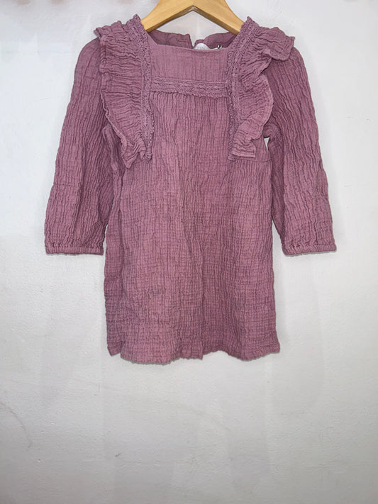 Mauve textured dress 2-3y