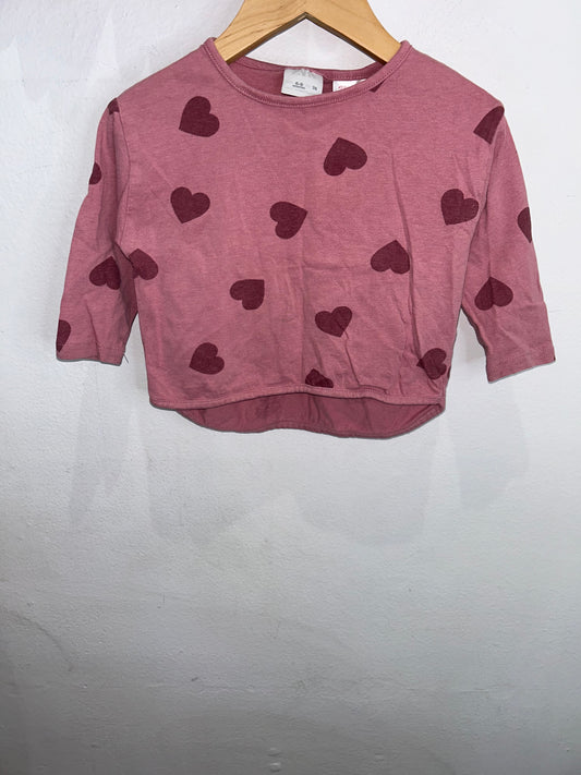 Pink hearts longsleeve 9-12m