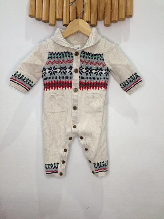 Winter print sweater romper 3-6m