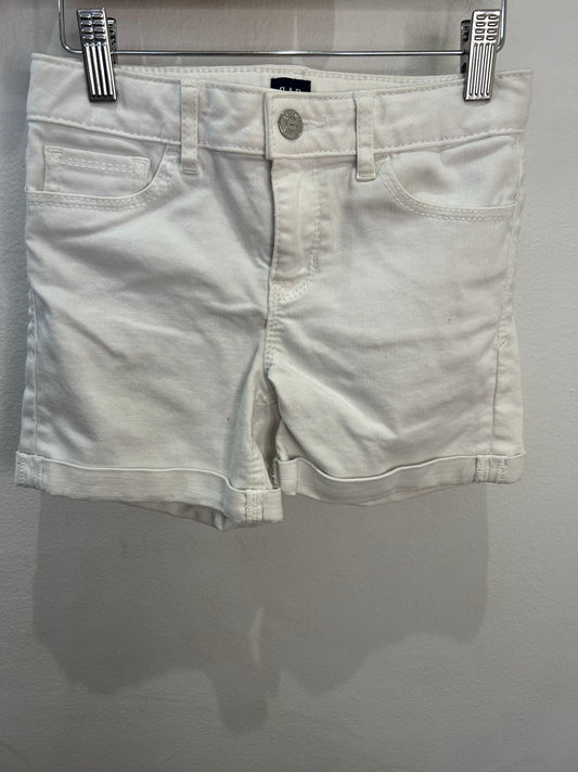 White denim stretch midi shorts 10y