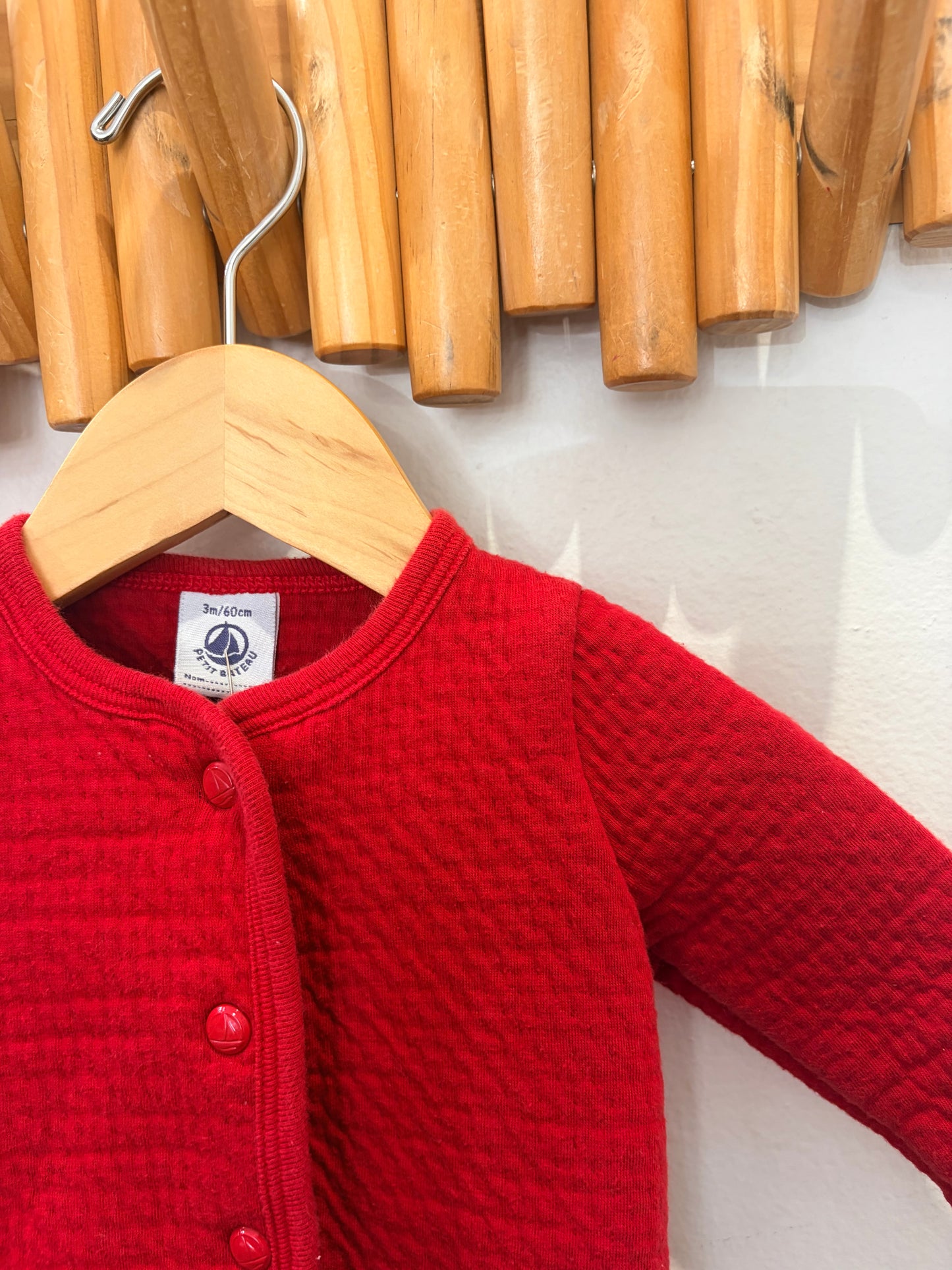 Petit Bateau red quilted sweater 3m